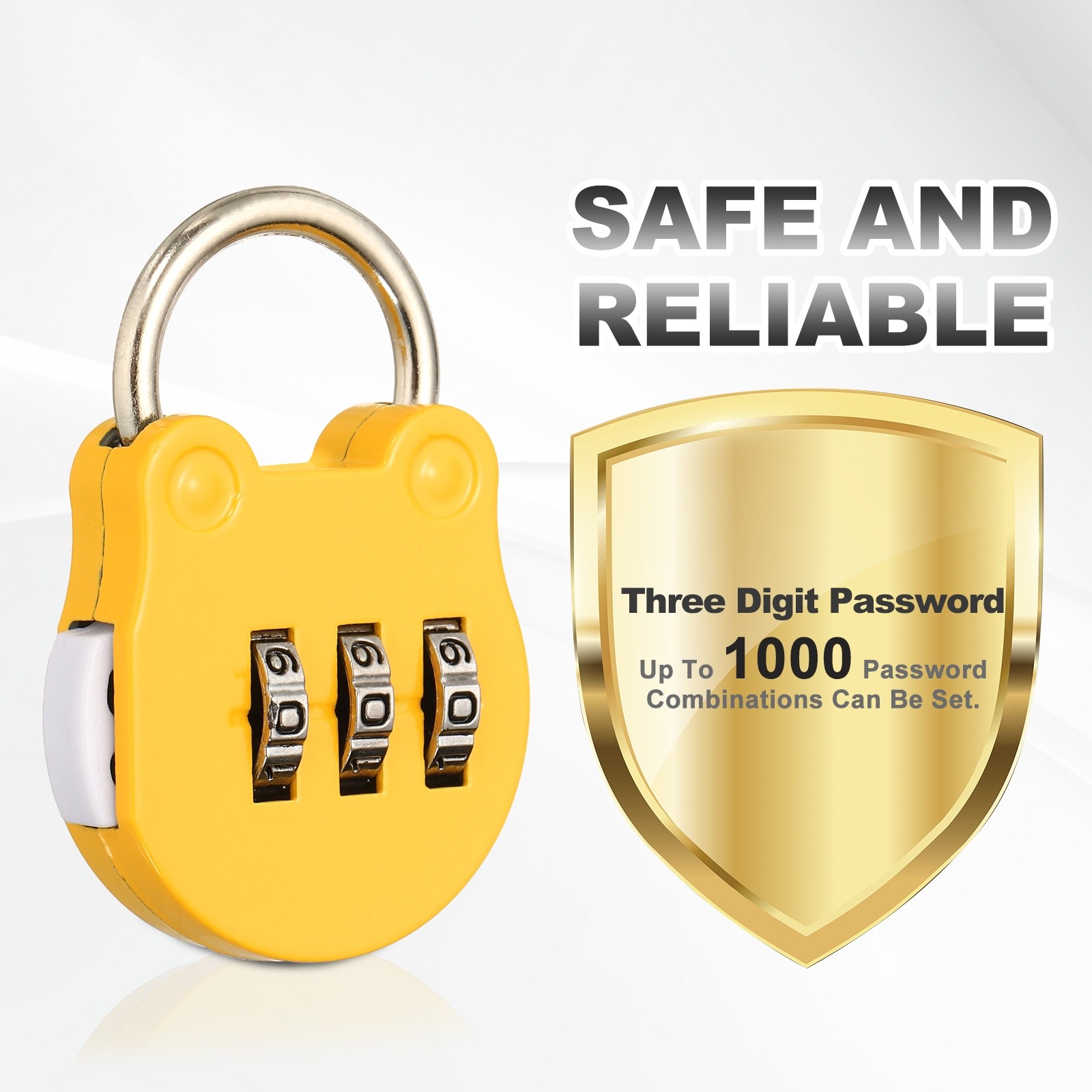 Combination Padlock (Small, Yellow)(2 Pcs),Cat Shackle Code Locks