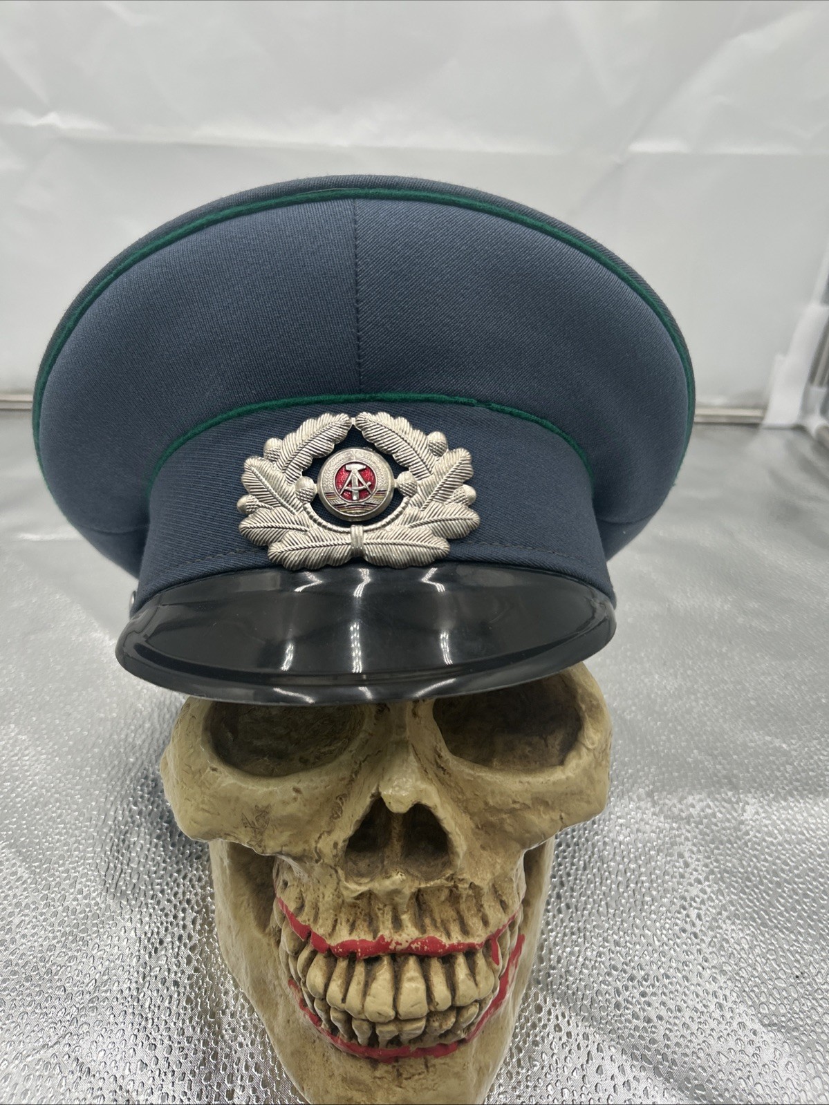 East German Police Officers Visor Cap Sz 58 1856n Vintage Hat Military