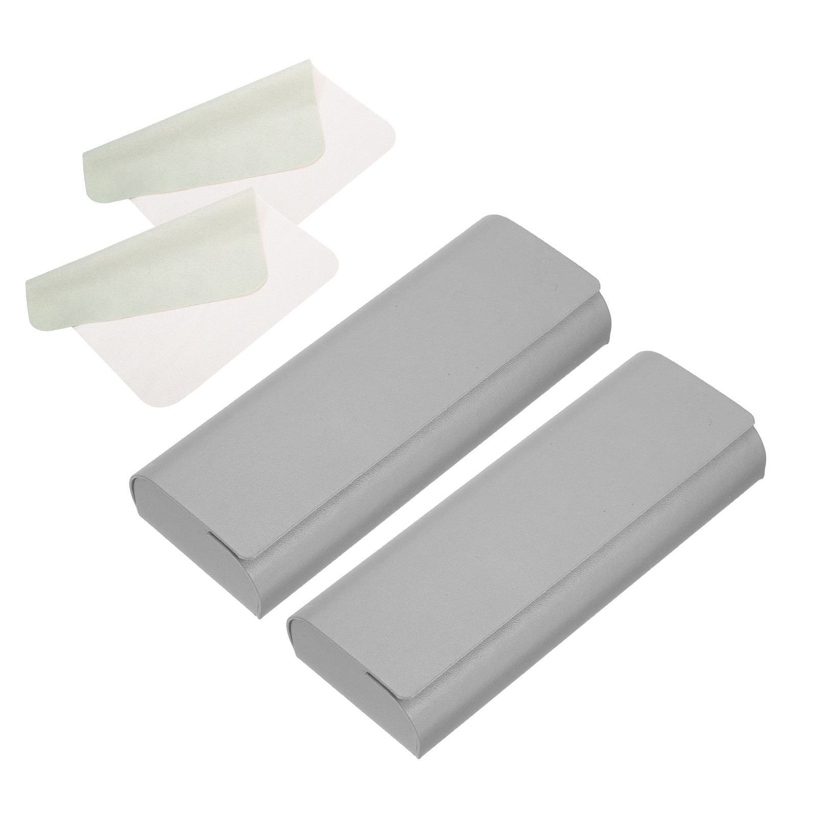2 Pcs Hard Shell Eyeglasses Case with Eyeglass Cloth, Minimalist Design Gray