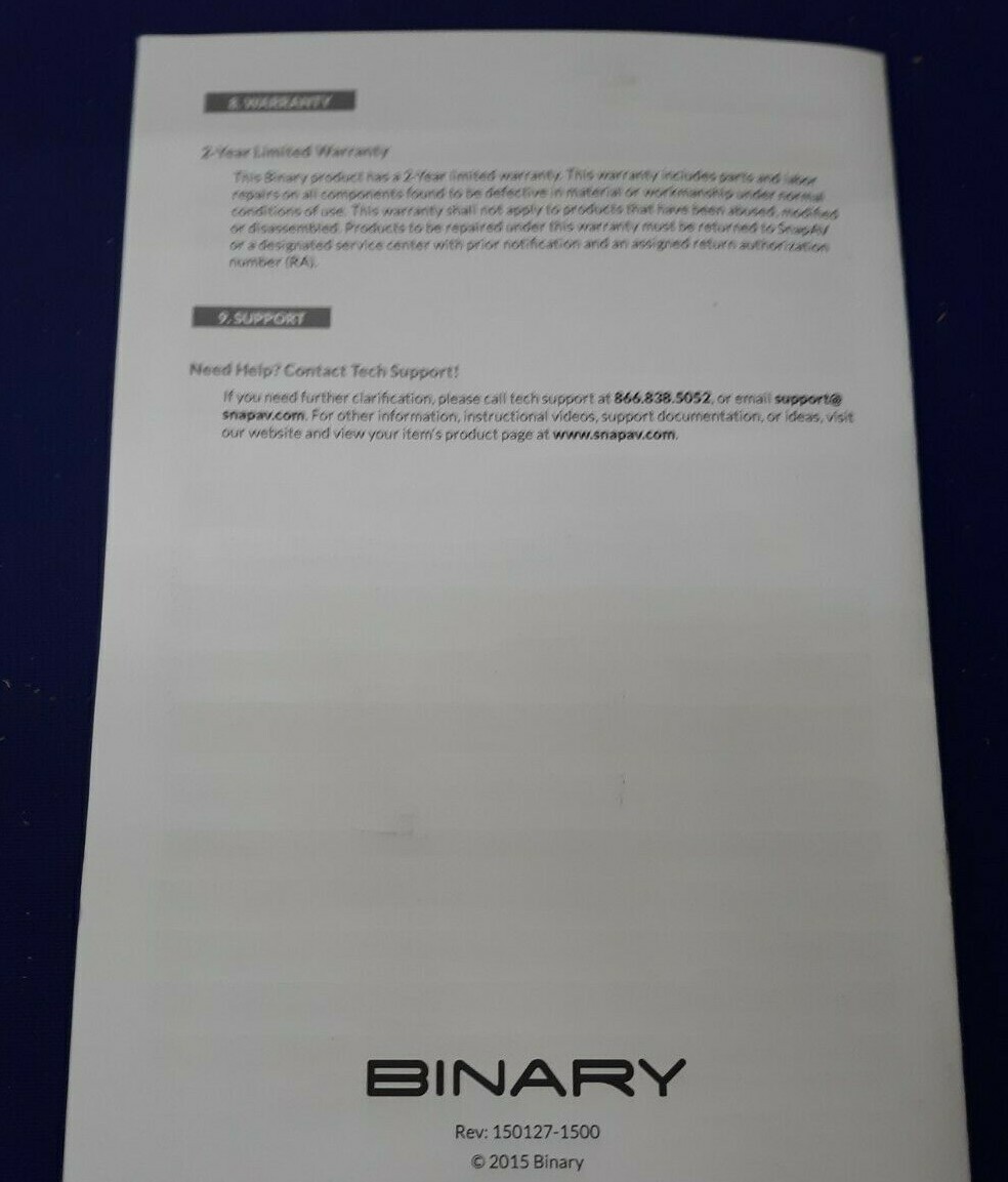 BINARY HDBaseT Extender Manual B-520-EXT-230-RS Manual