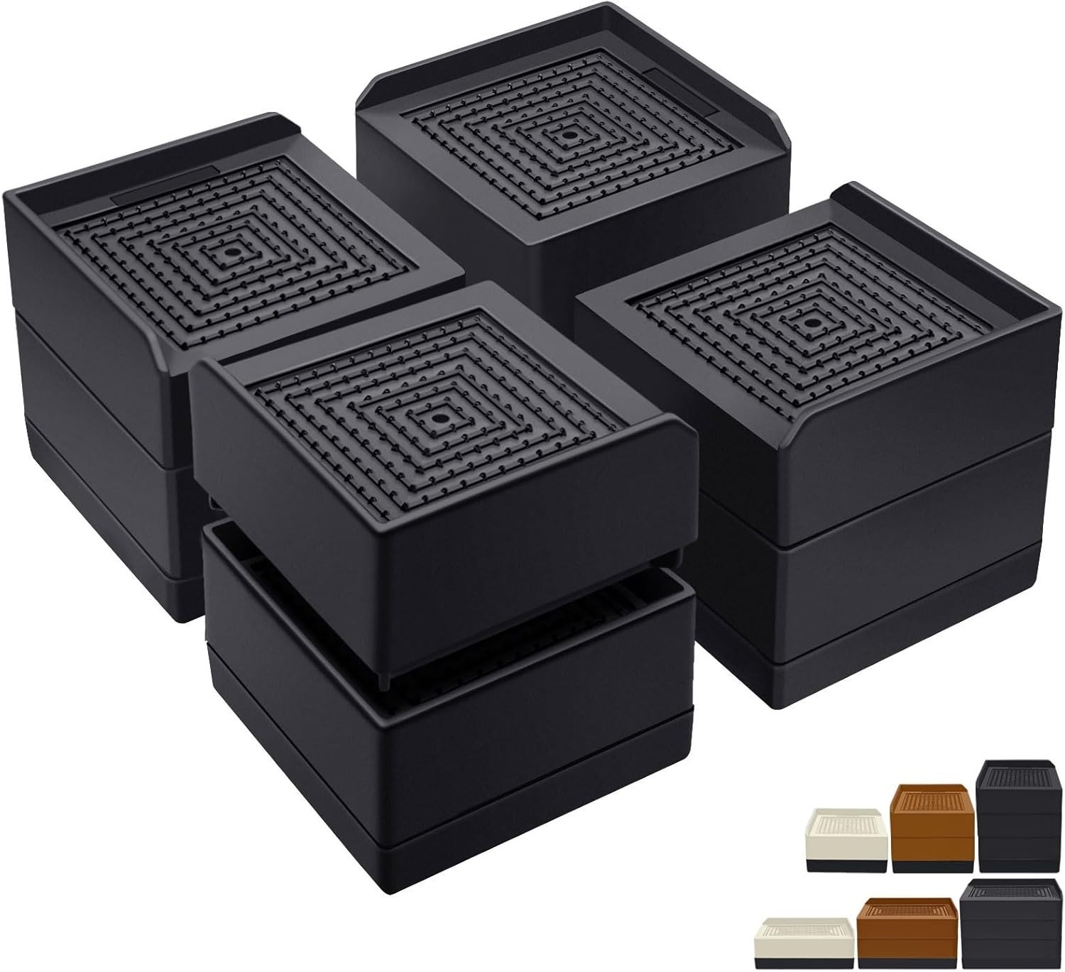 Stackable Bed Risers for Enhanced Storage - 1300 lb Capacity, 3 Inch Elevation