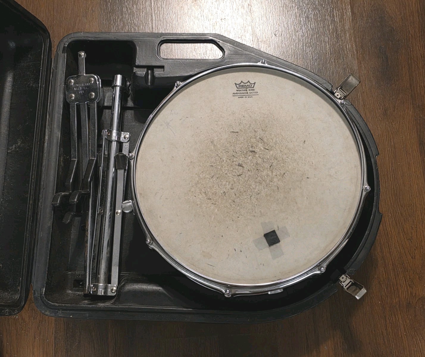 Slingerland  1980's 5.5" Chrome 8 lug VIntage Drum stand case kit Remo Fyberskin