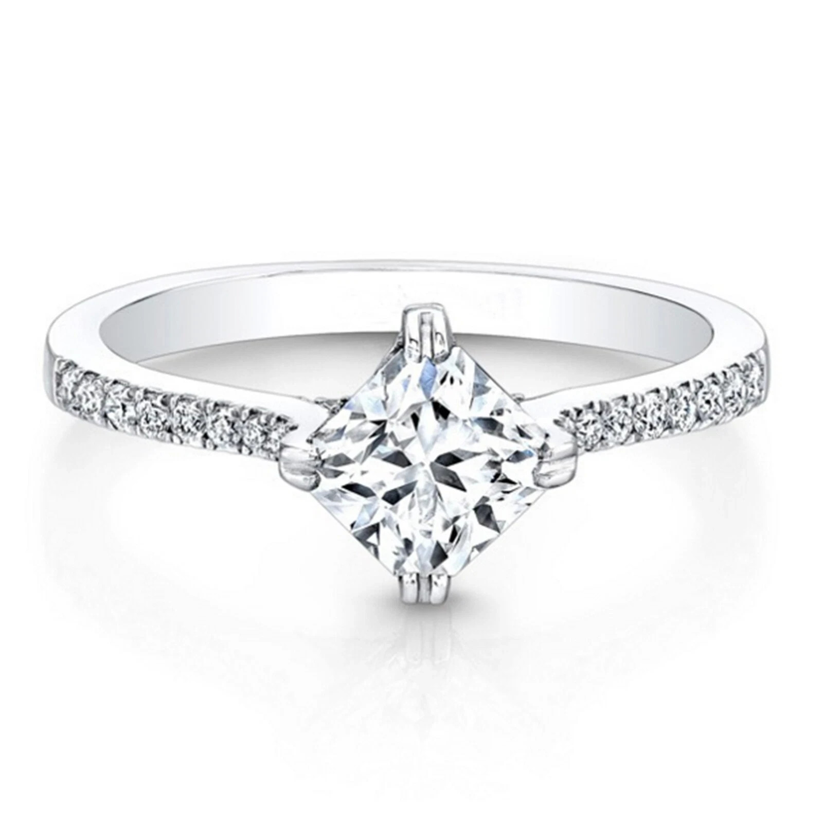 Lab-Created 1.50 Ct Princess Cut VVS1 Diamond Engagement Ring 14K White Gold FN