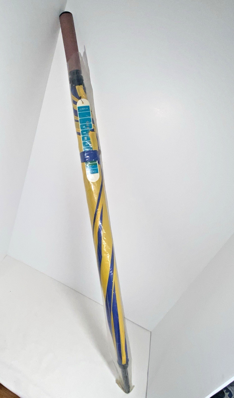 Vintage ARAMIS WINNING COLORS Football Handle Blue/Yellow Umbrella Cane (NWT)