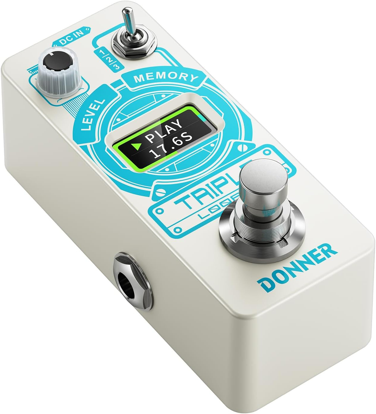 Triple Looper Guitar Pedal, 90 Mins Looping Time Loop Pedal with Screen, 3 Loops