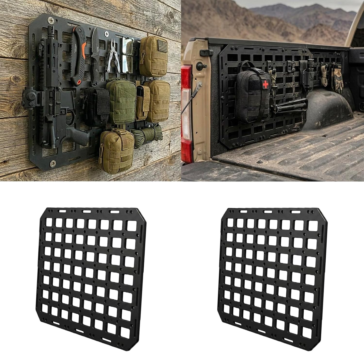 Rigid MOLLE Panel Wall Mount Organizer ABS 15.7x11 Inch Modular Storage Rack