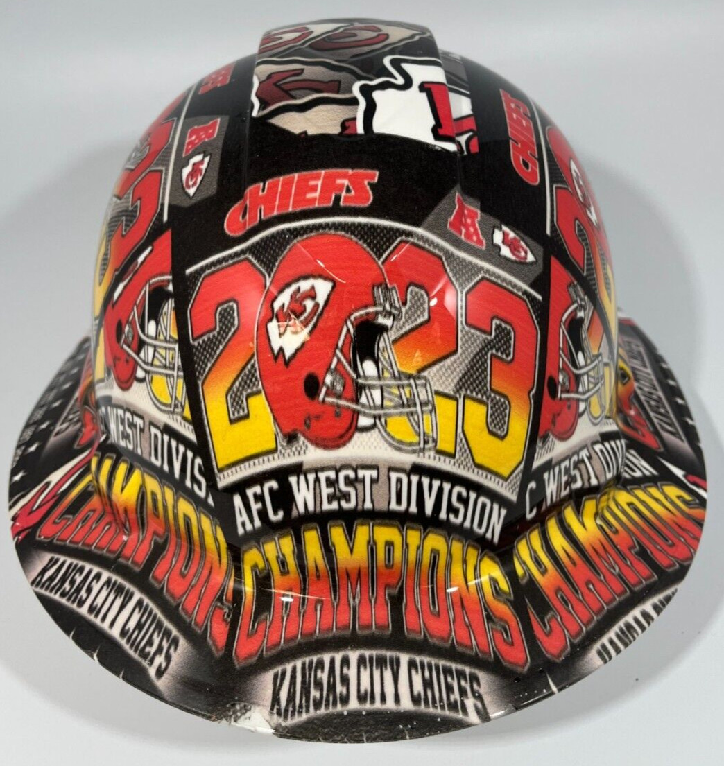 New Full Brim Hard Hat Custom Hydro Dipped KANSAS CITY CHIEFS AFC WEST CHAMPS