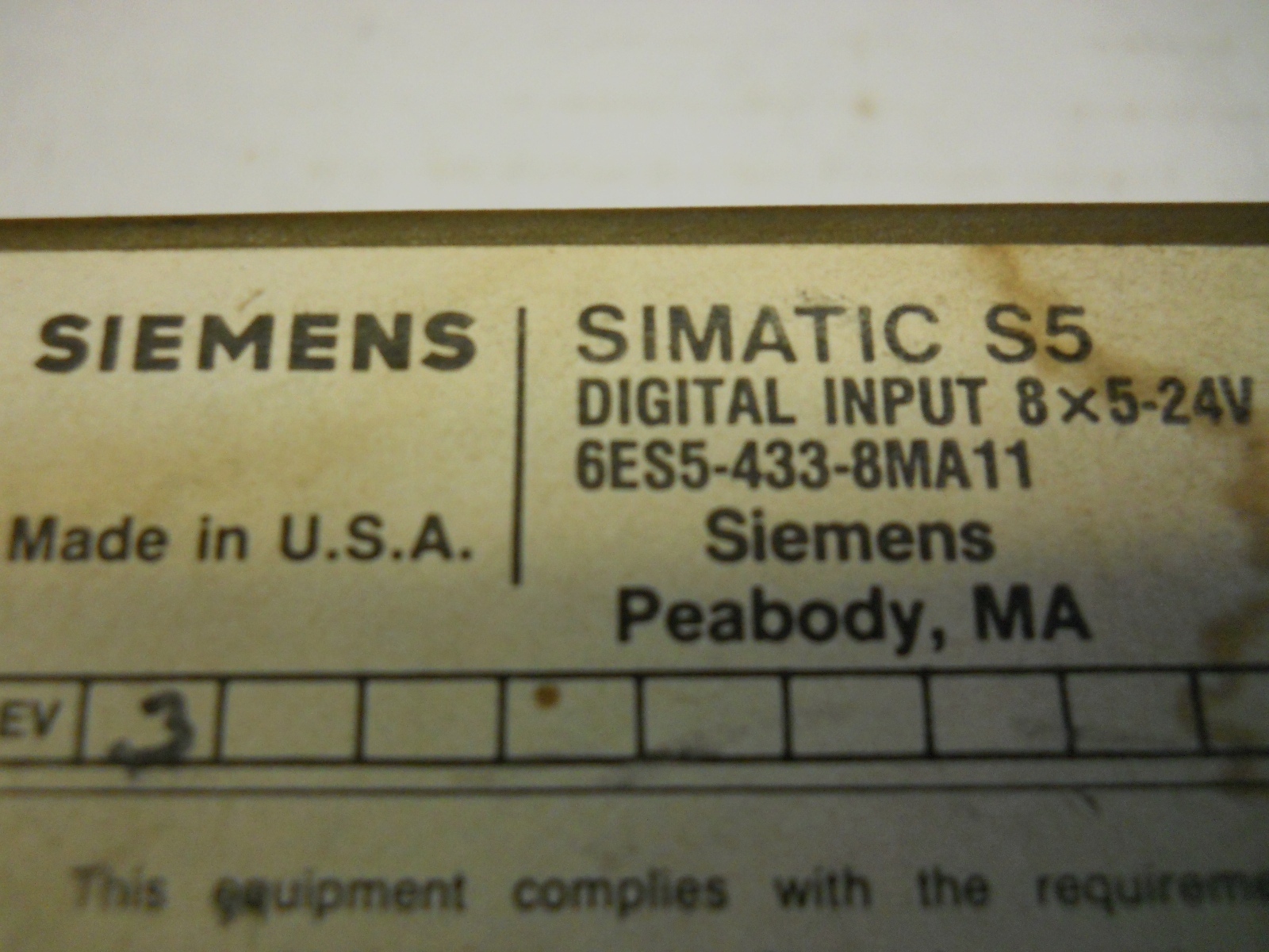 SIEMENS 6ES5-433-8MA11 SIMATIC S5 DIGITAL INPUT MODULE USED CONDITION