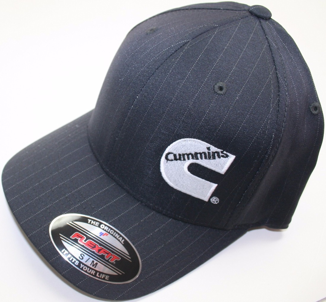 S/M Cummins hat ball cap fitted flex fit flexfit stretch base ball grey stripe