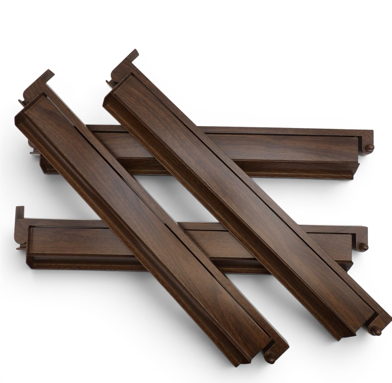 American Mahjong Rack Set of 4 Dark Walnut Acrylic 18.5 Inch with Pushers