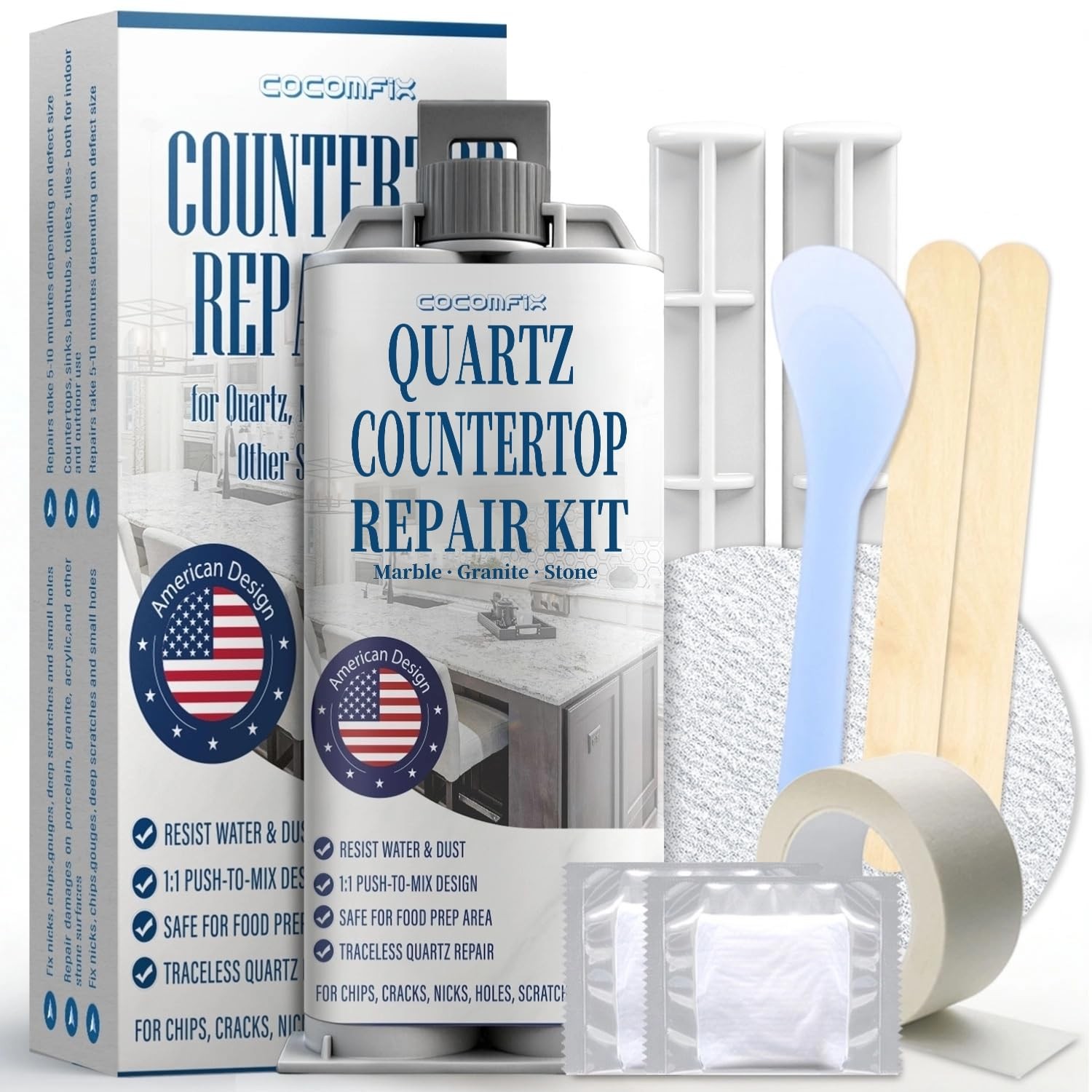 Quartz Countertop Repair Kit(White), Quick-Drying, Permanent Fix No. 01 White