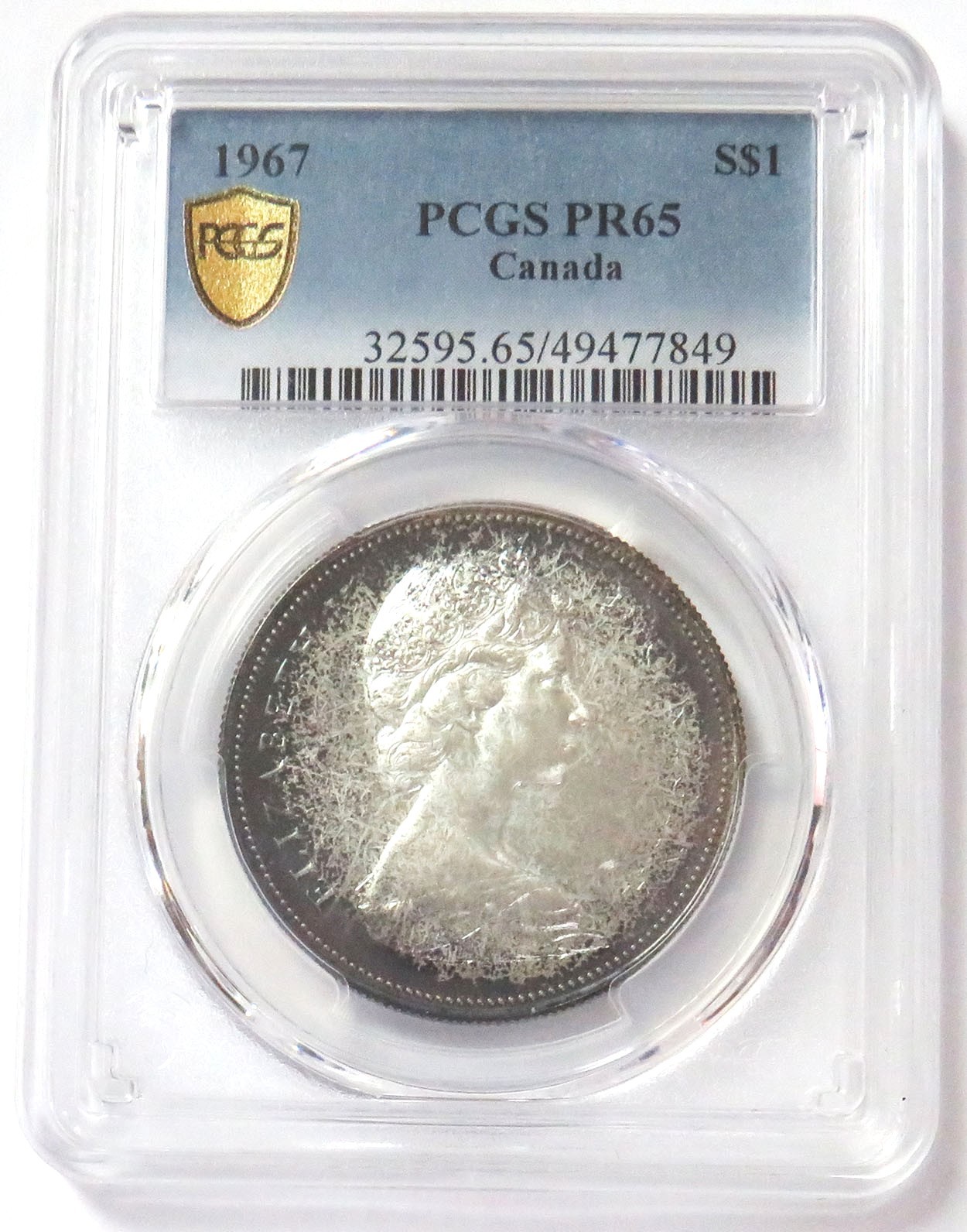 1967 SILVER CANADA PROOF $1 PCGS PR 65