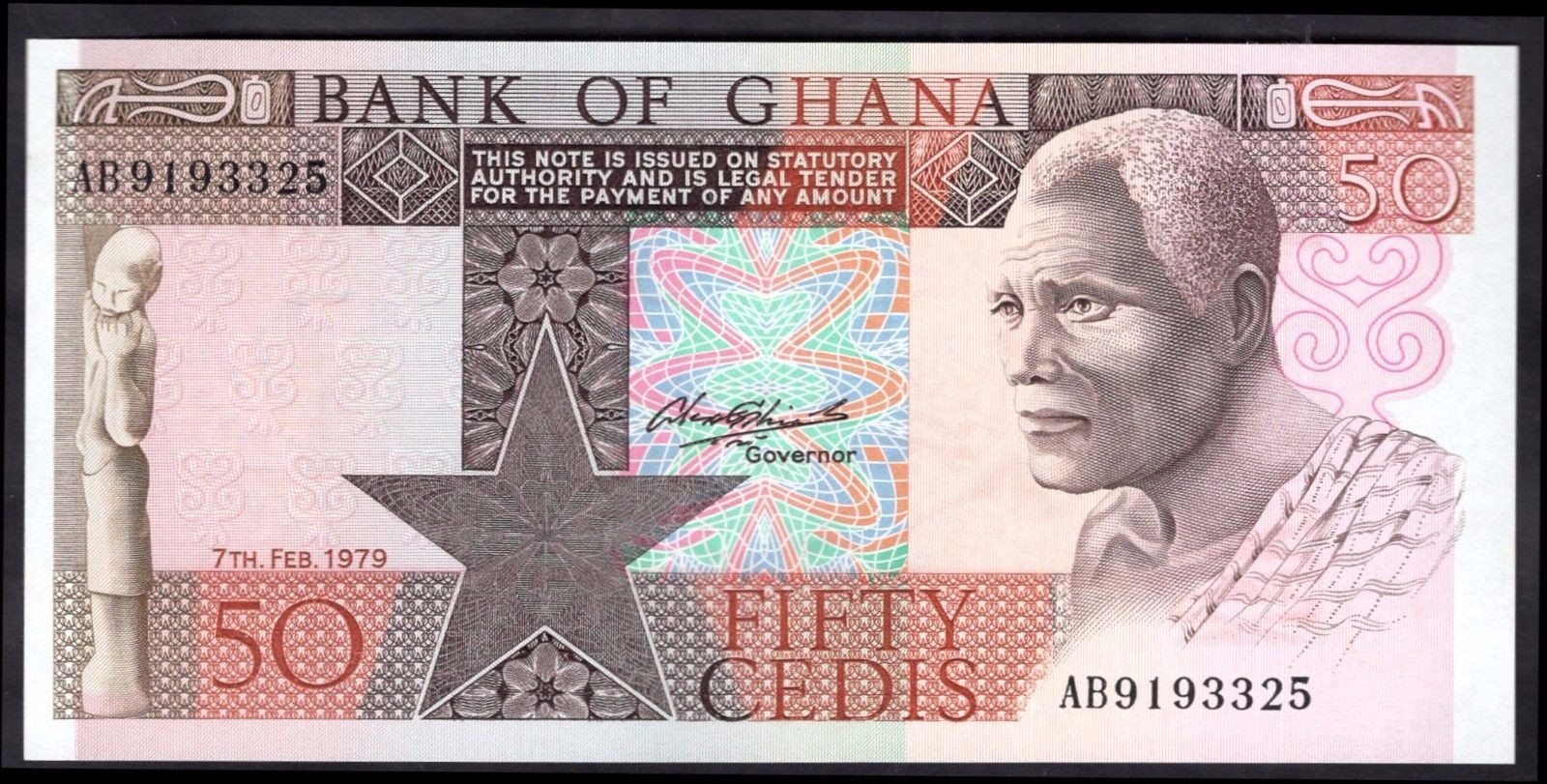 Ghana, Bank of Ghana, 50 Cedis, 7th February 1979 (Pick 22a). AUNC