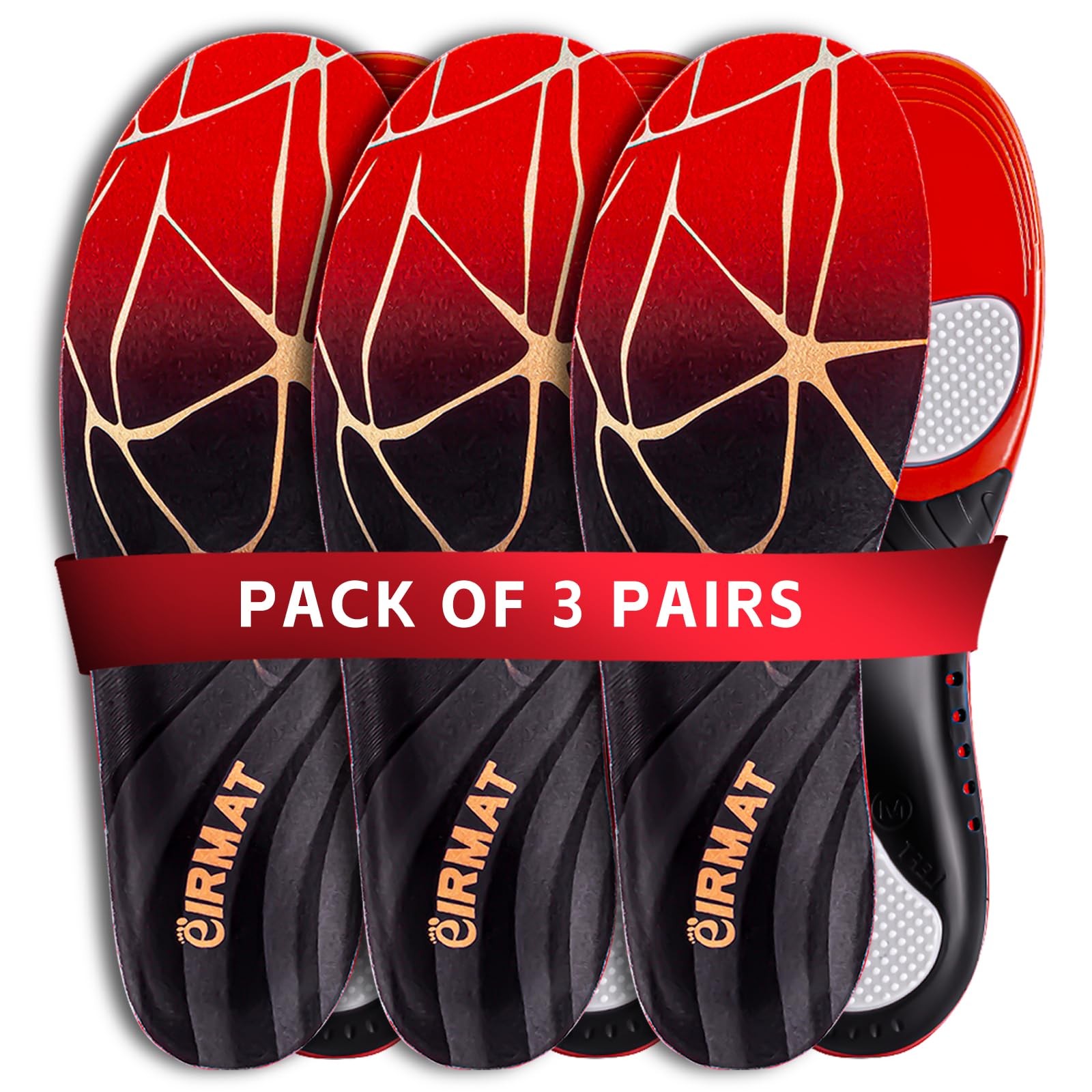3Pairs Plantar Fasciitis High Arch Support Insoles for Men Women, Arch Suppor...