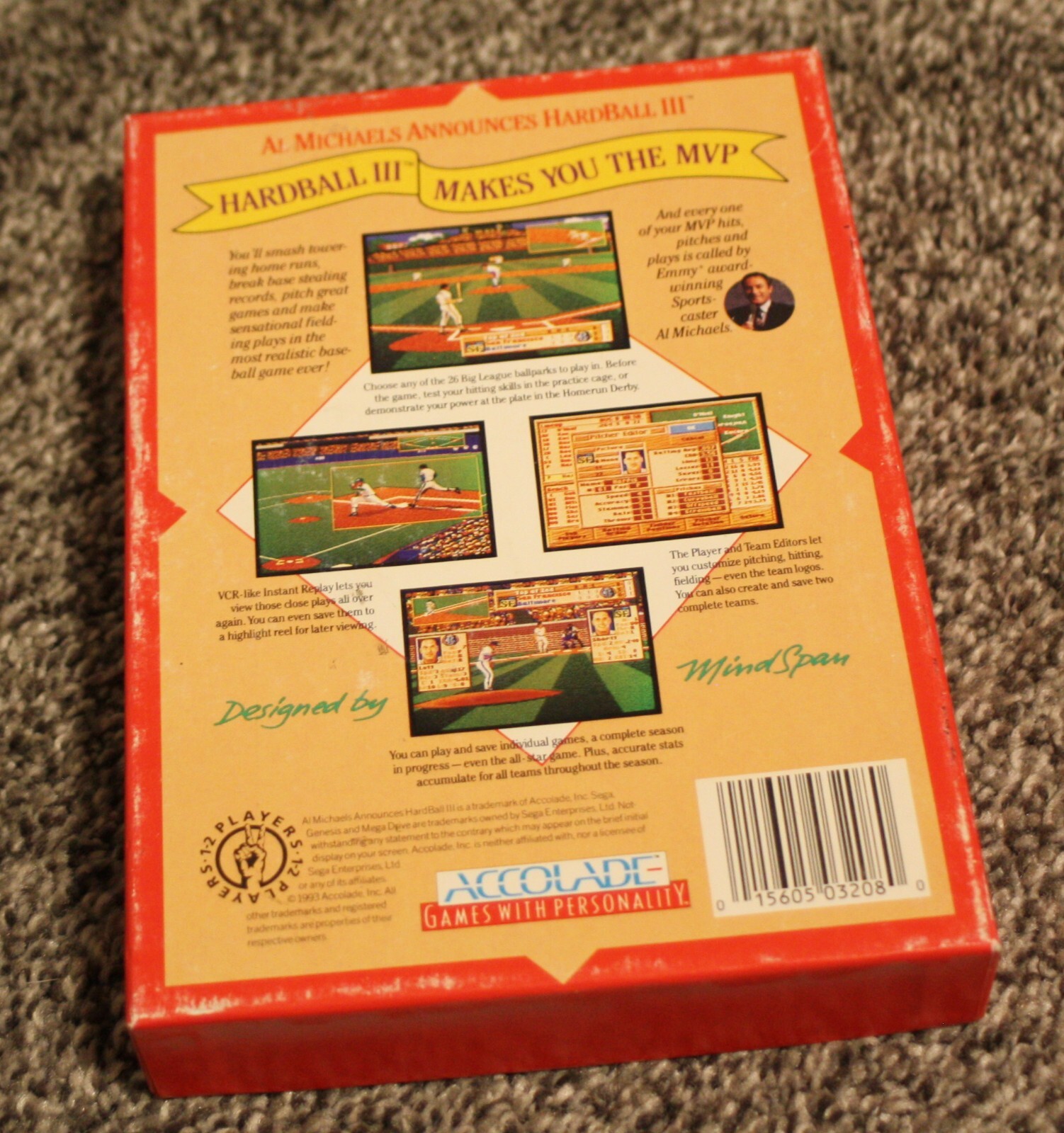Hard Ball III - Cardboard Box - Sega Genesis - GEN - ***AUTHENTIC***
