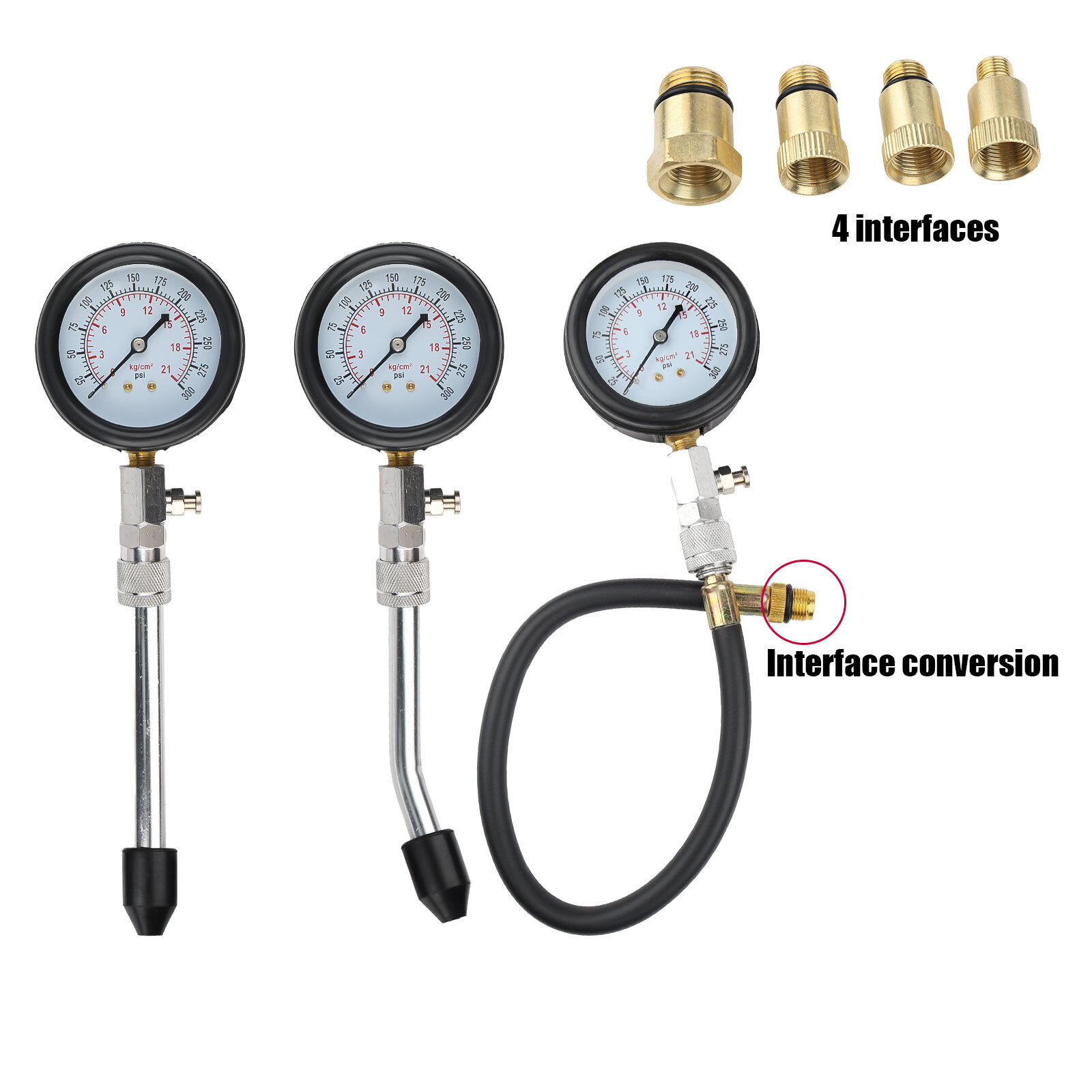 Small Engine Cylinder Compression Gauge Tester Kit Gas Diagnostic Tester Set