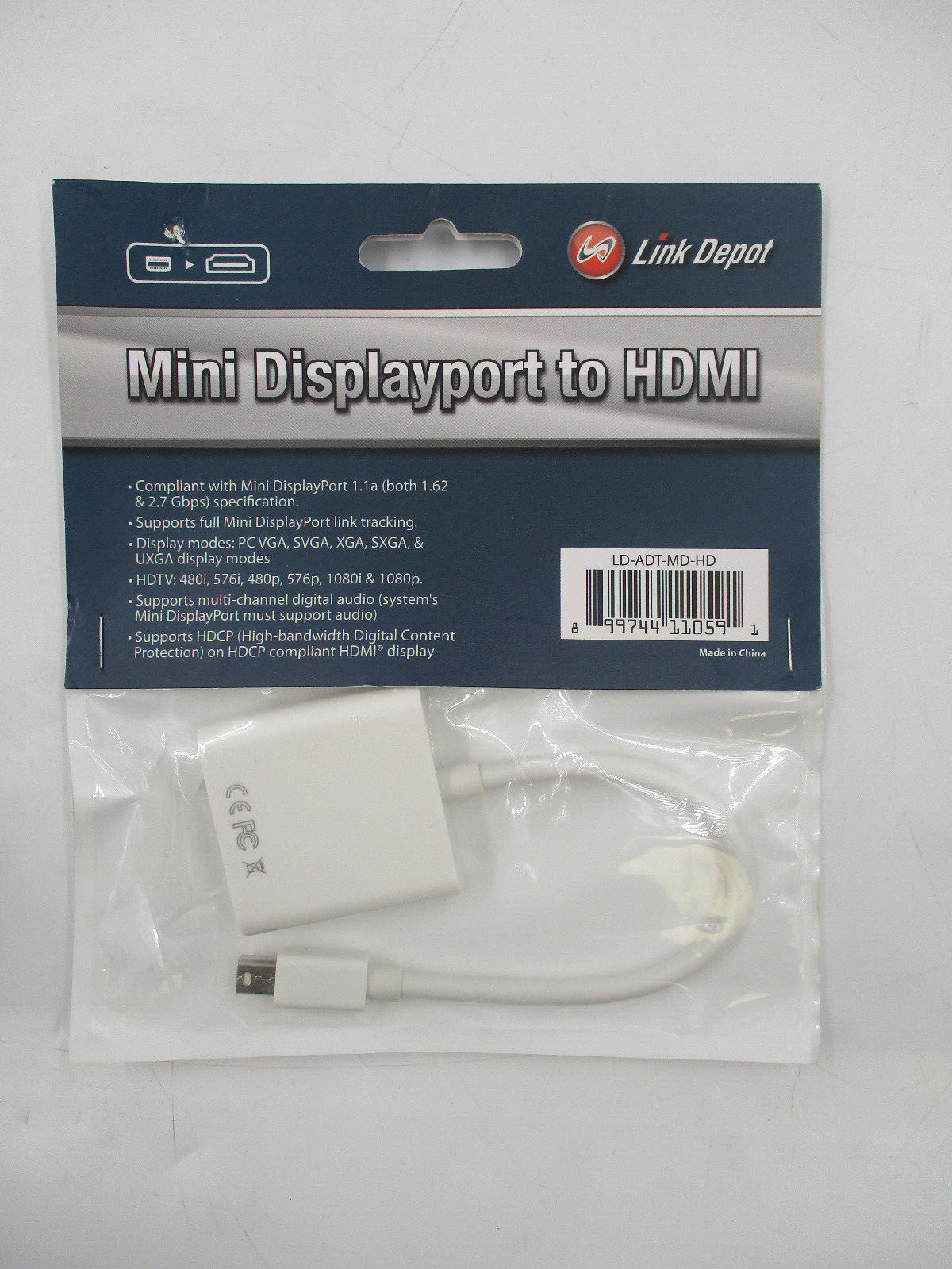 Link Depot Mini Displayport to HDMI 1.62 2.7 Gbps Adapter Cable LD-ADT-MD-HD