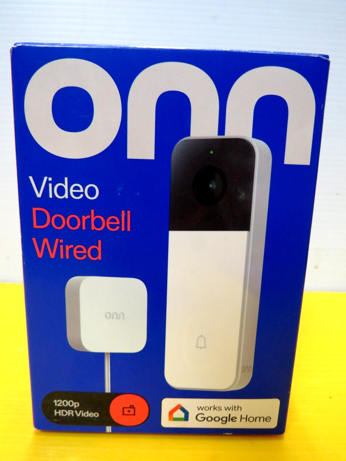 ONN Wired Video Doorbell 1200p HDR Video Works Google Home - NEW $45