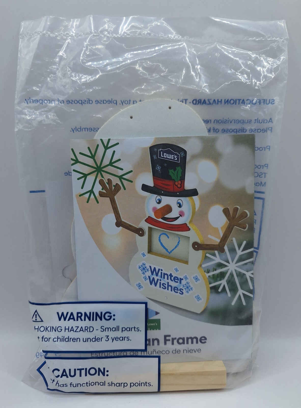 Lowe's Kids Workshop Wood Kit w/ Badge DIY - Snowman Frame NEW/SEALED