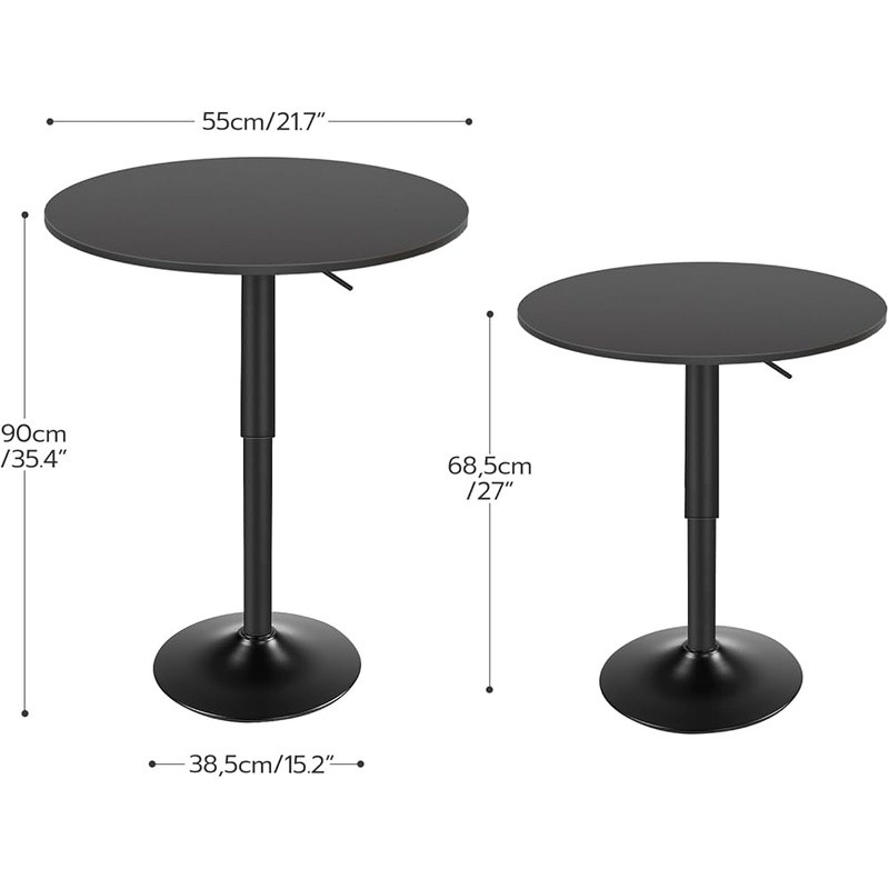 Modern Adjustable Height Round Bar Table Bistro Dining Cafe Iron Base Stable New