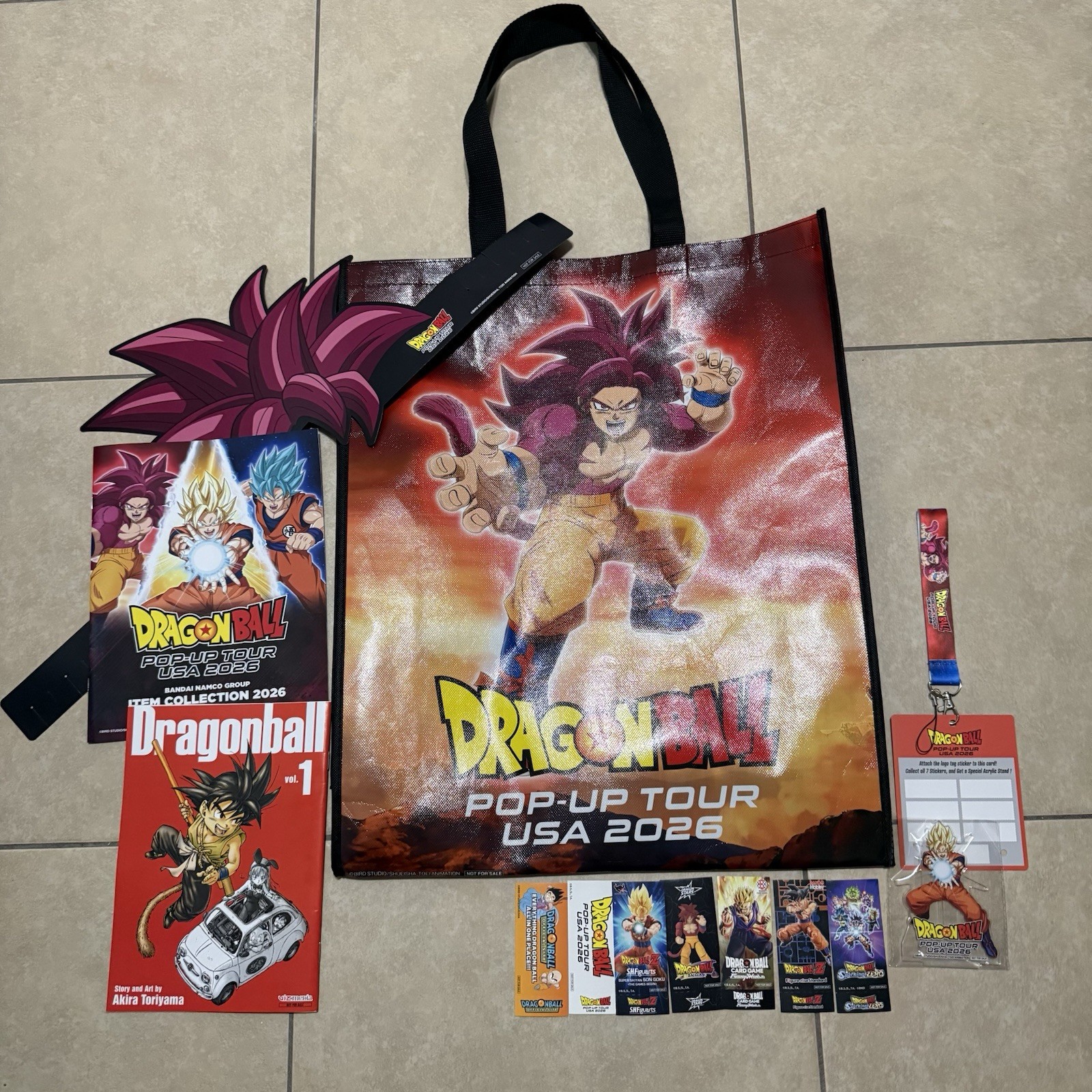 Dragonball Pop Up Tour 2026 Giveaway Tote Bag + Rally Card + Acrylic Stand