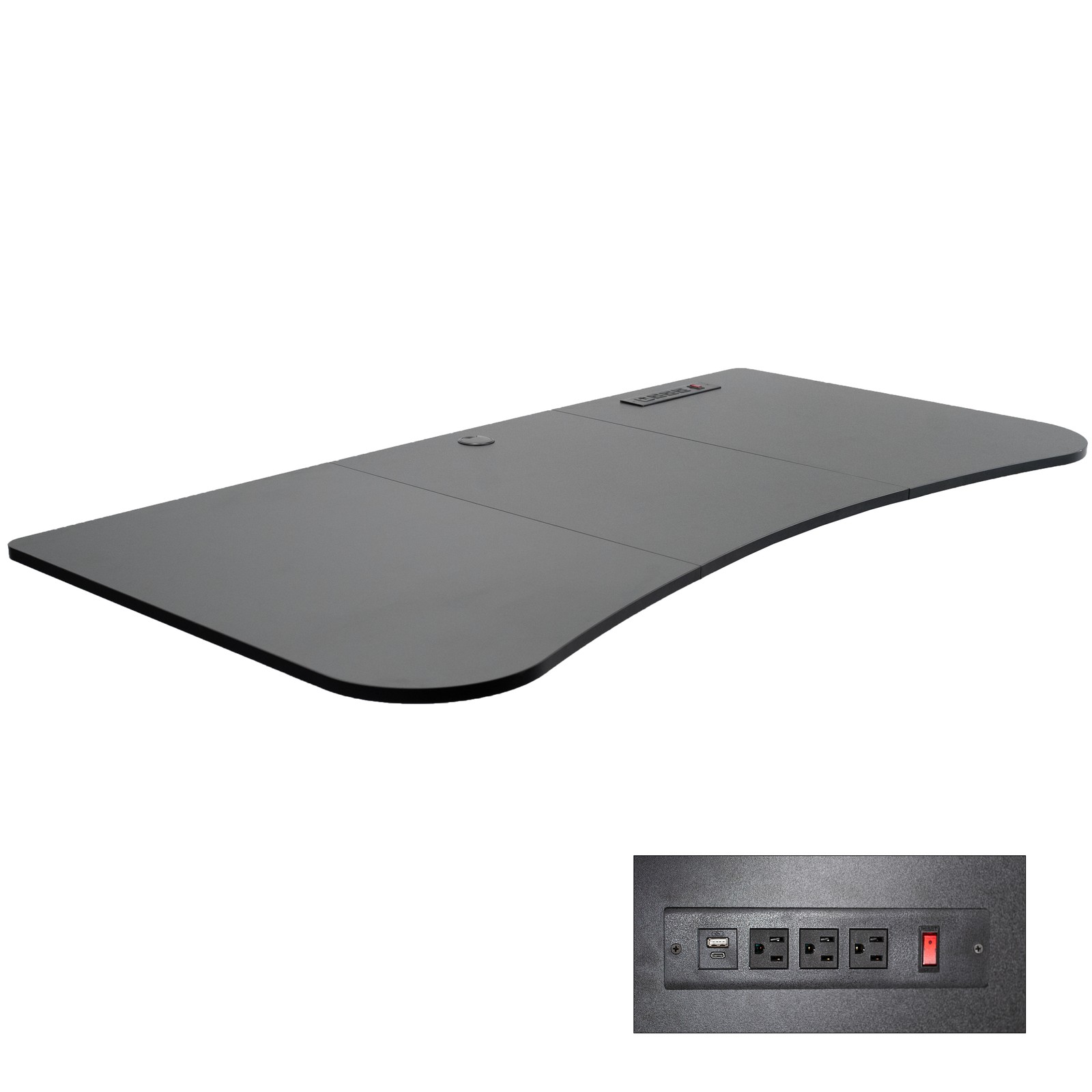 USED VIVO Black 63"x32" TableTop for StandingDesk Frame with Built-in PowerStrip