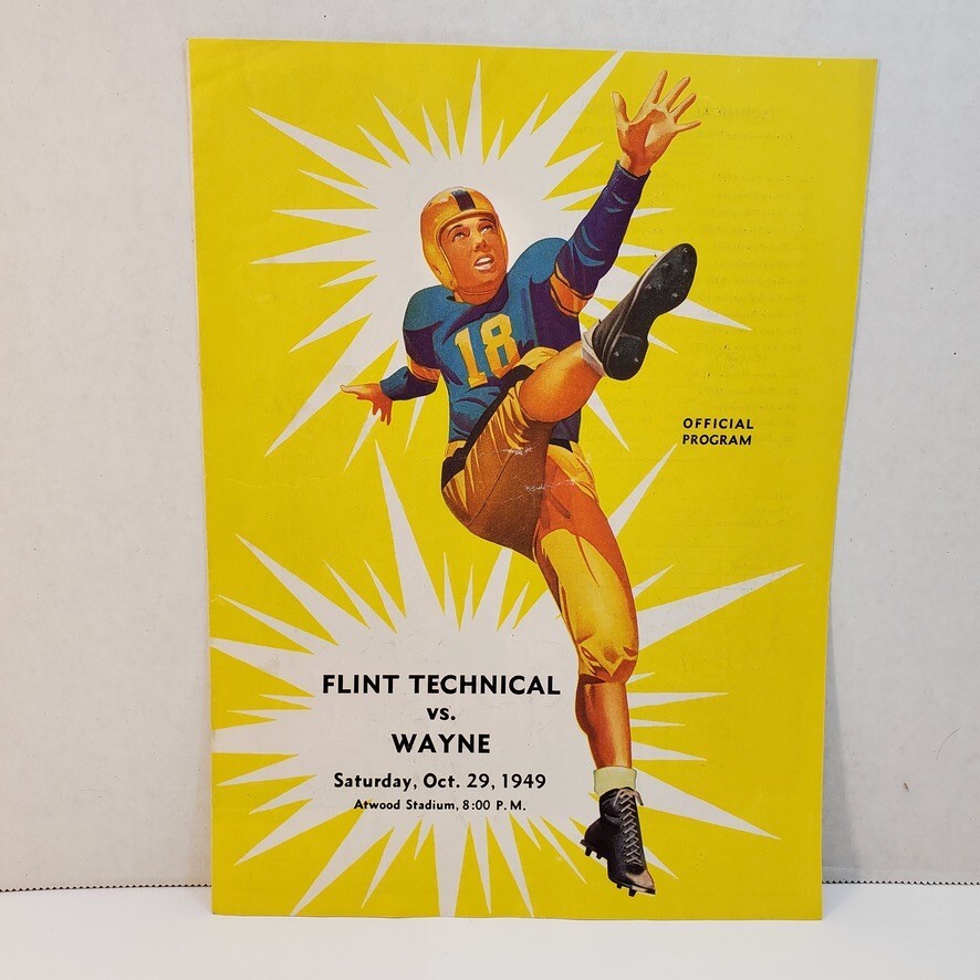 Vintage Flint Technical vs Wayne 1949 High School Football Program History