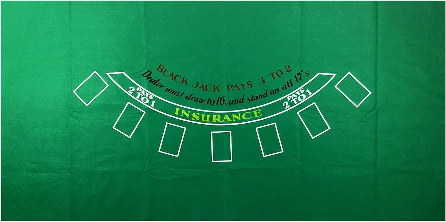 Blackjack Table Top Felt Layout - 36" x 72" 36" x 72", Green