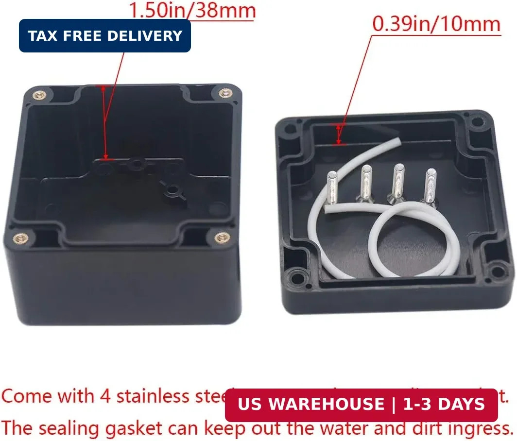 2 Pack Project Box IP65 Waterproof Junction Box ABS Plastic Black Electrical Box