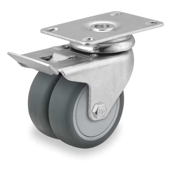 3" X 2" Non-Marking Rubber Thermoplastic Swivel Caster, Total Lock Brake, Loads