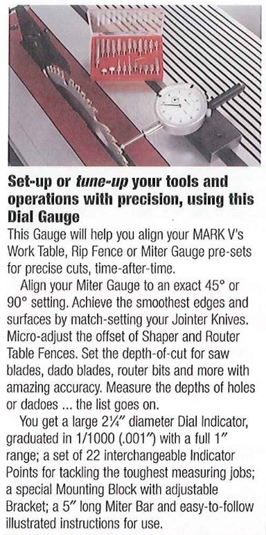 NEW Shopsmith Mark V Critical Alignment Kit 555884 Dial Indicator 22pc Point DVD