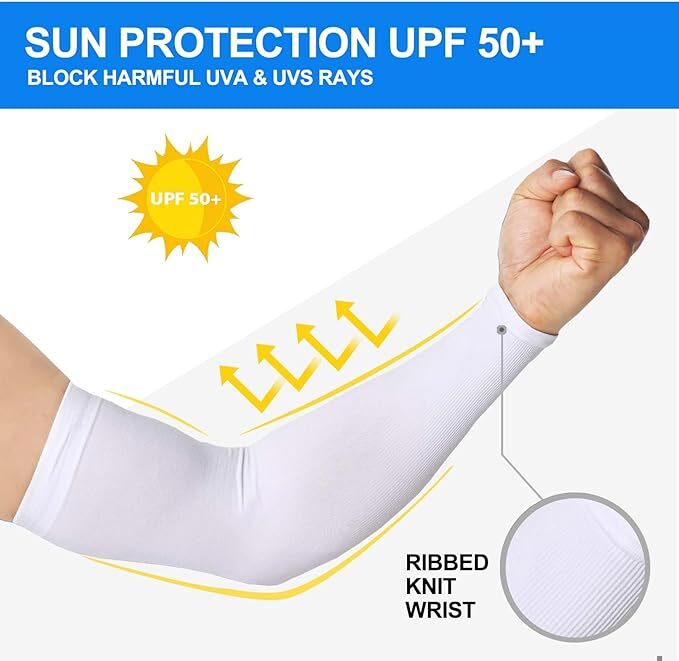 2 Pair UV Sun Protection Arm Sleeves for Men & Women Cooling UPF 50 Arm Cover
