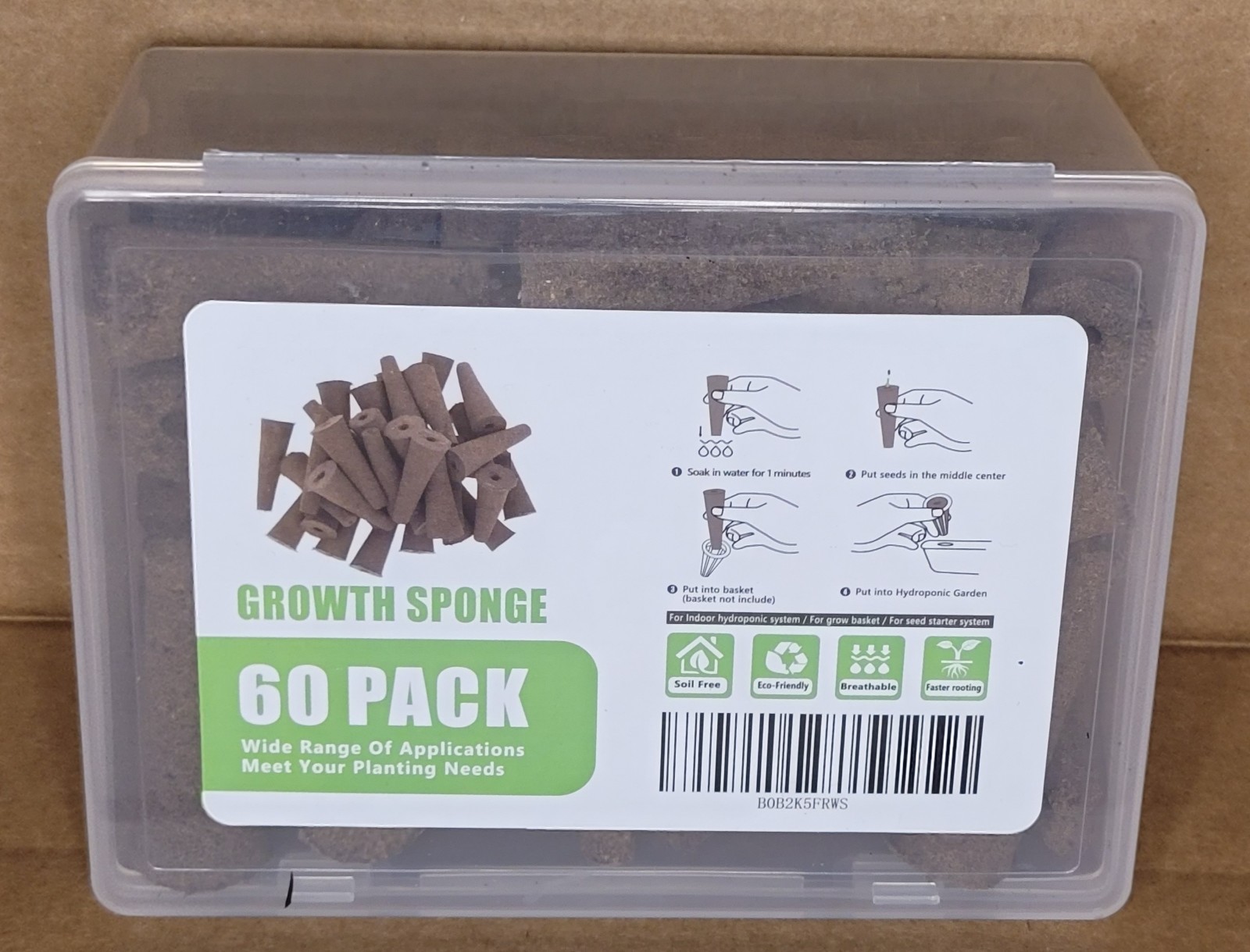 Lot of 6-60 Pack Growth Sponge Germination Kit for Hydroponics Plant Propagation