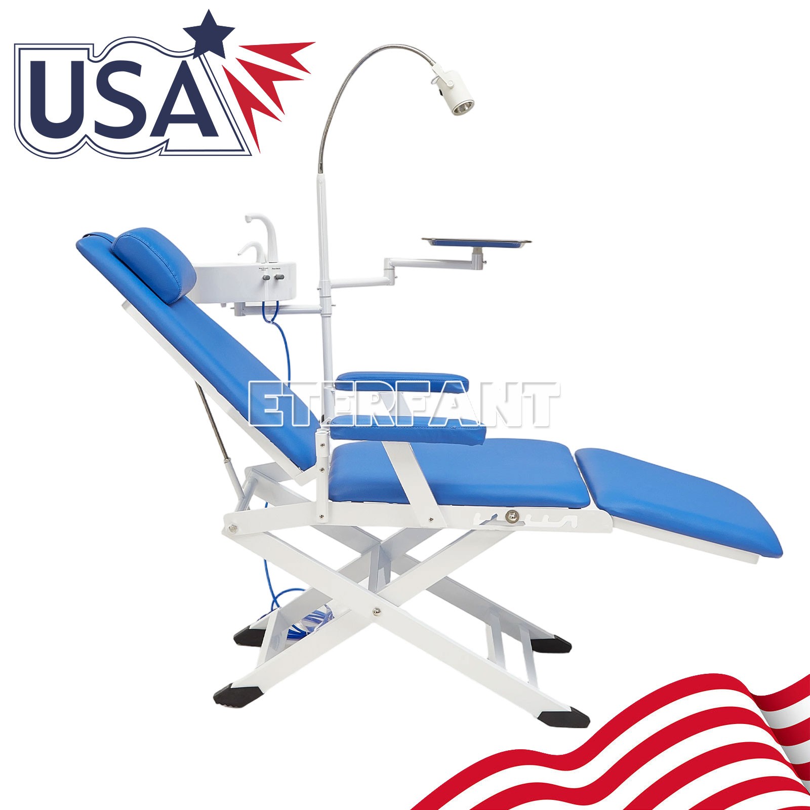 Portable Dental Unit System w/Air Compressor/Adjustable Folding Chair LED Light