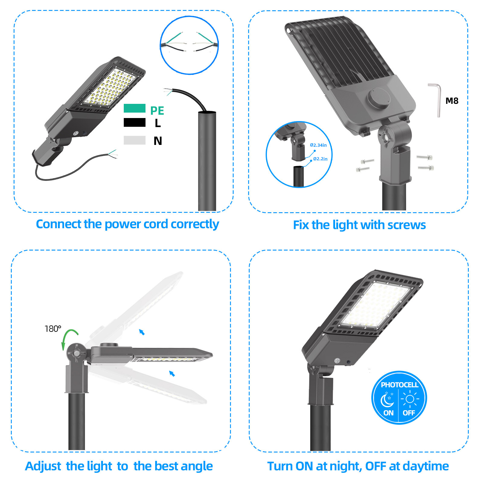 LED Security Light 200w Outdoor with Dusk-Dawn Photocell Sensor IP65,ETL Listed