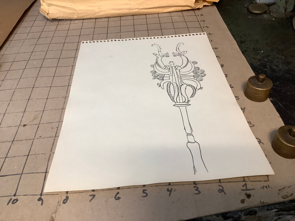 original undated 9X12" drawing/sketch: DECROTIVE END