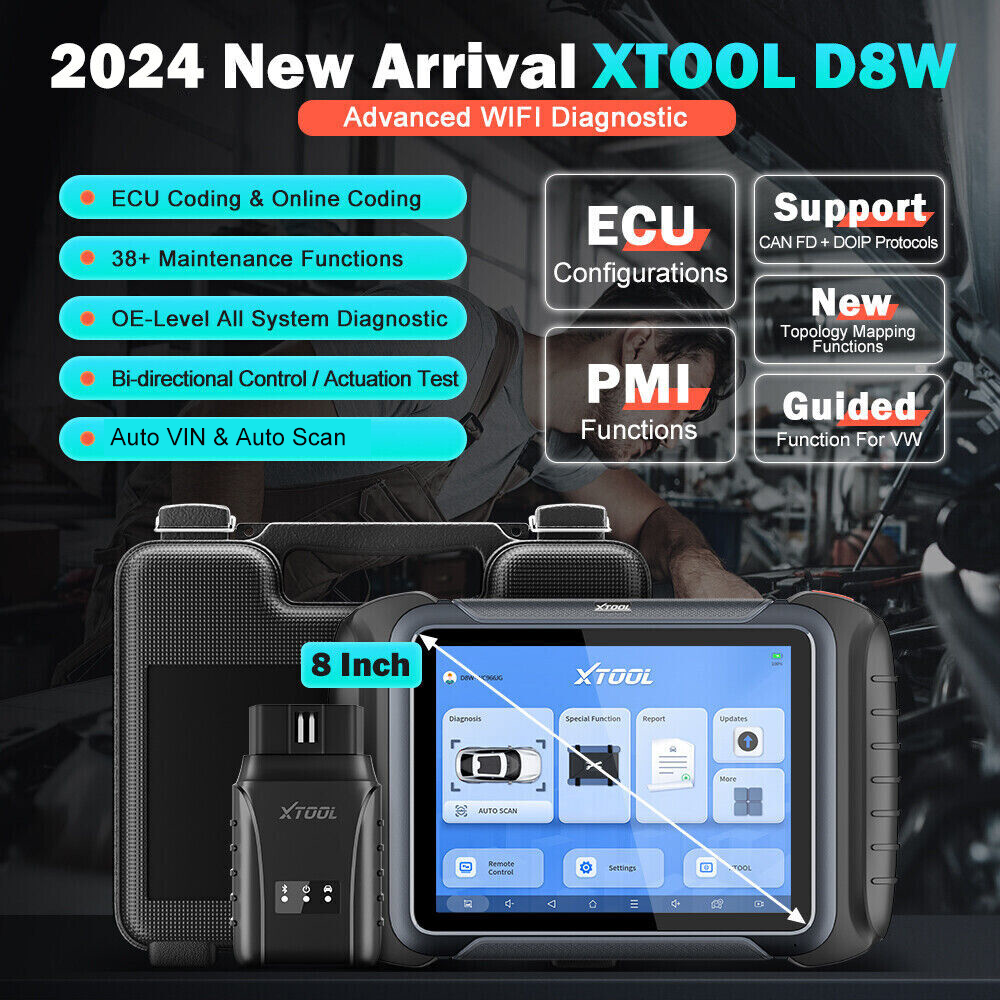 XTOOL D8W WIFI All System Diagnostic OBD2 Scanner 38+ Services Topology Mapping