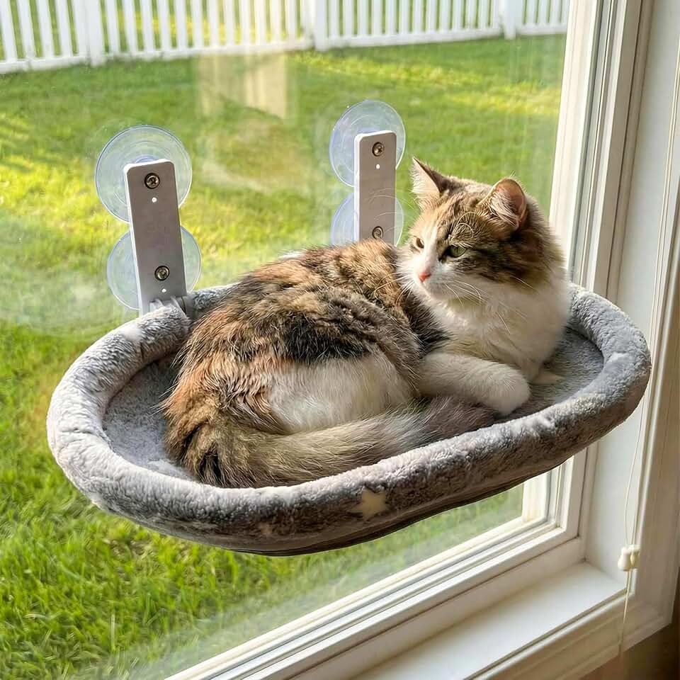 Cat Window Perch Hammock - Glow in the Dark Cordless Foldable Pet Bed with