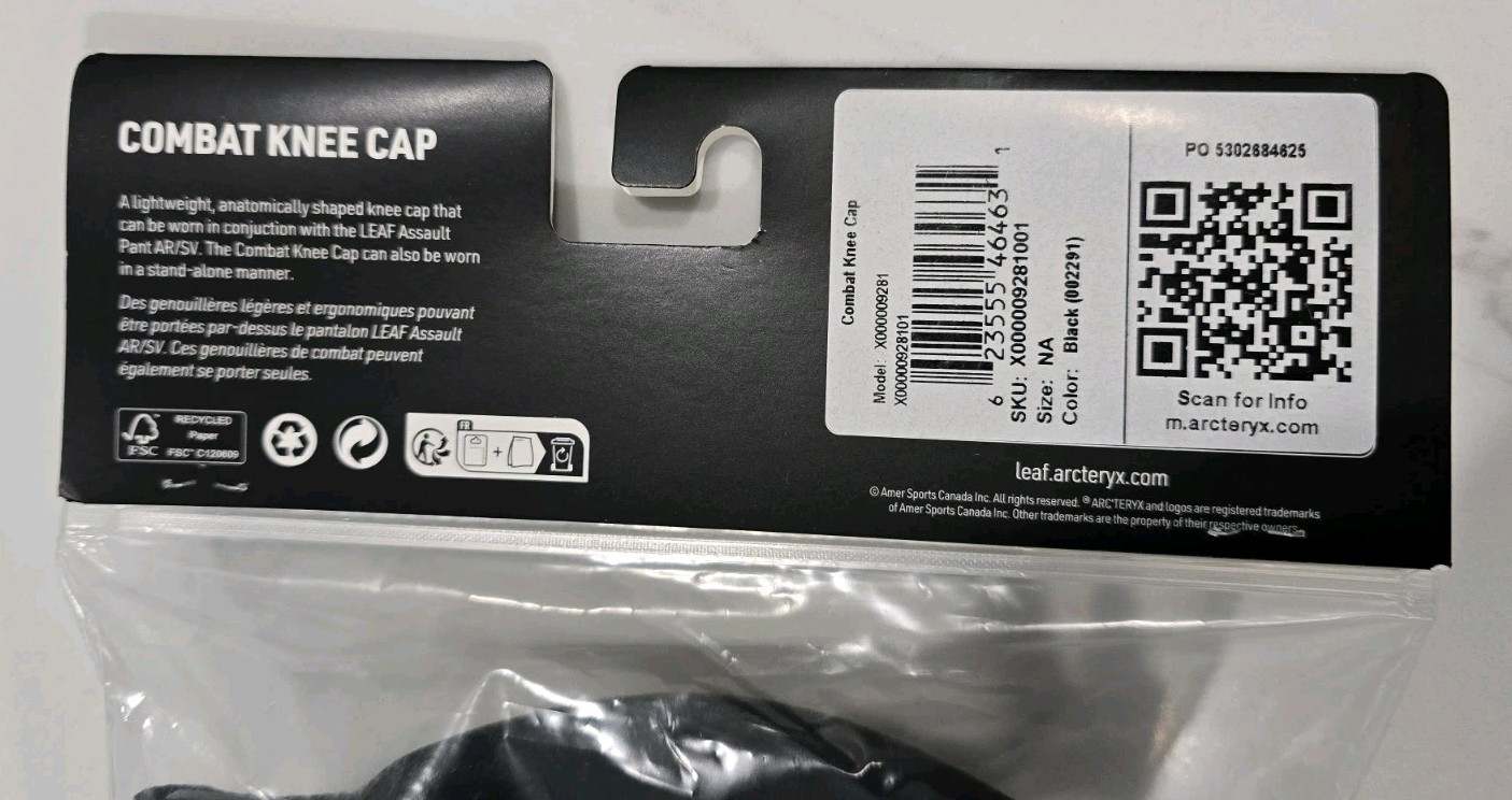 Arc'teryx LEAF Combat Knee Caps Military Tactical, BLACK