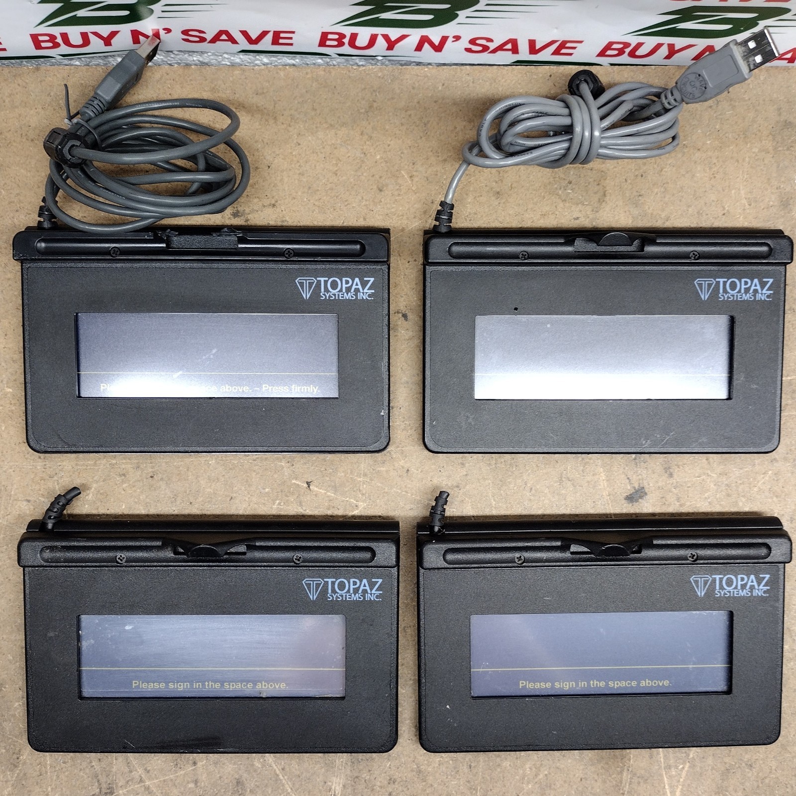 Lot of 4 - Topaz T-S460-HSB-R USB Electronic Signature Capture Pads - FOR PARTS