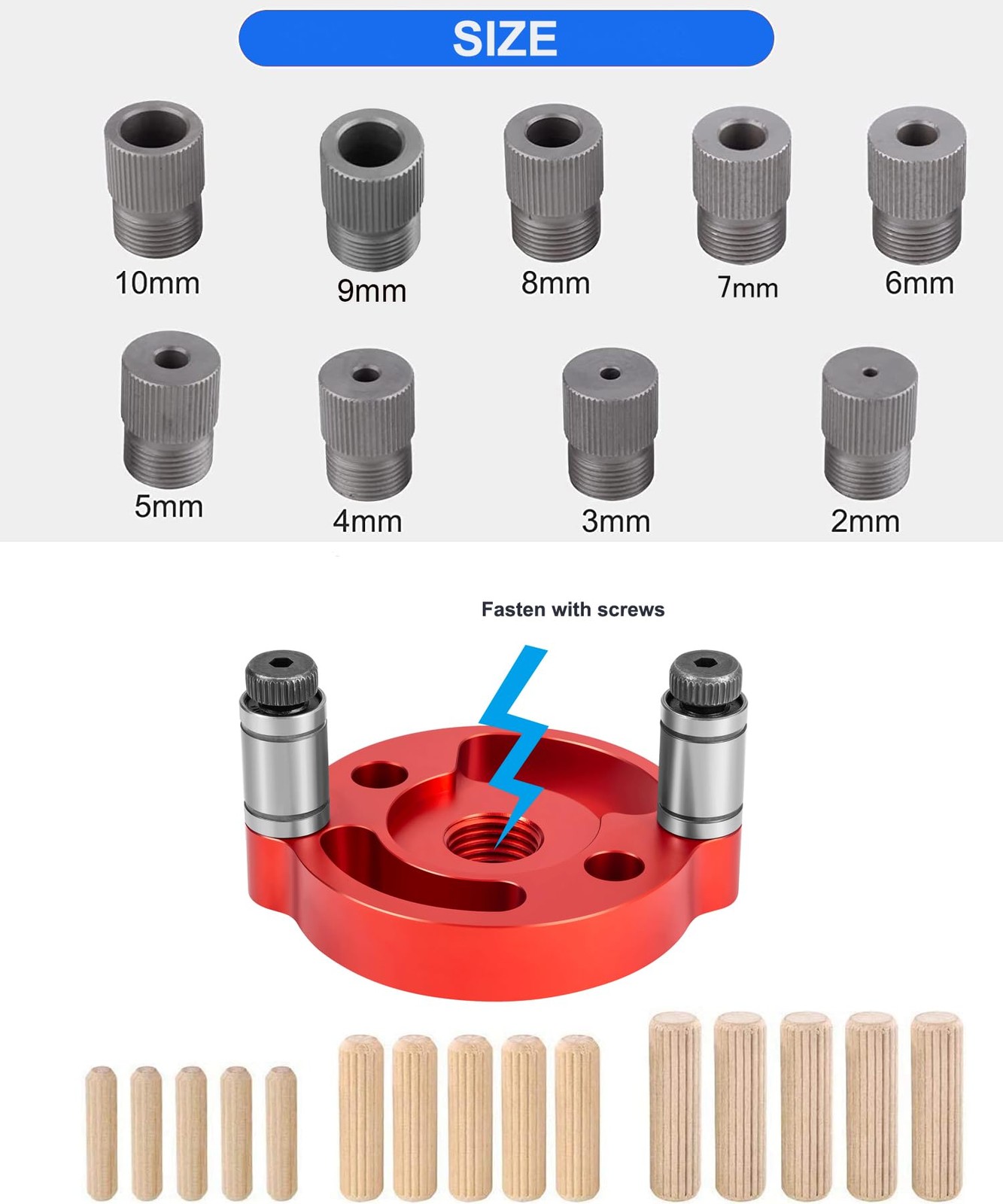 Self Centering Doweling Jig, Dowel Drill Guide 2/3/4/5/6/7/8/9/10mm Handheld ...