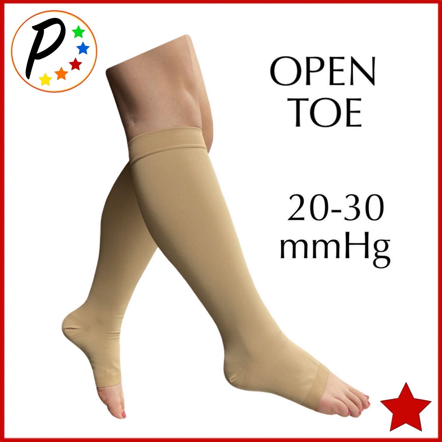 🔴 Presadee Traditional Open Toe 20-30 mmHg Firm Compression Leg Calf Socks