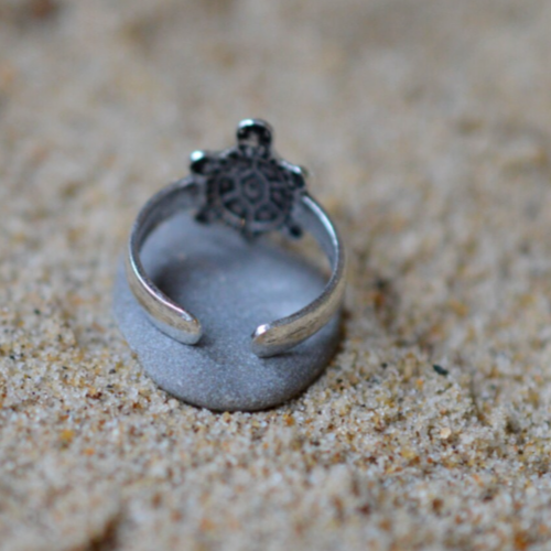 Daily Use Solid Metal Womens Adjustable Turtle Toe Ring White Gold Plated Silver