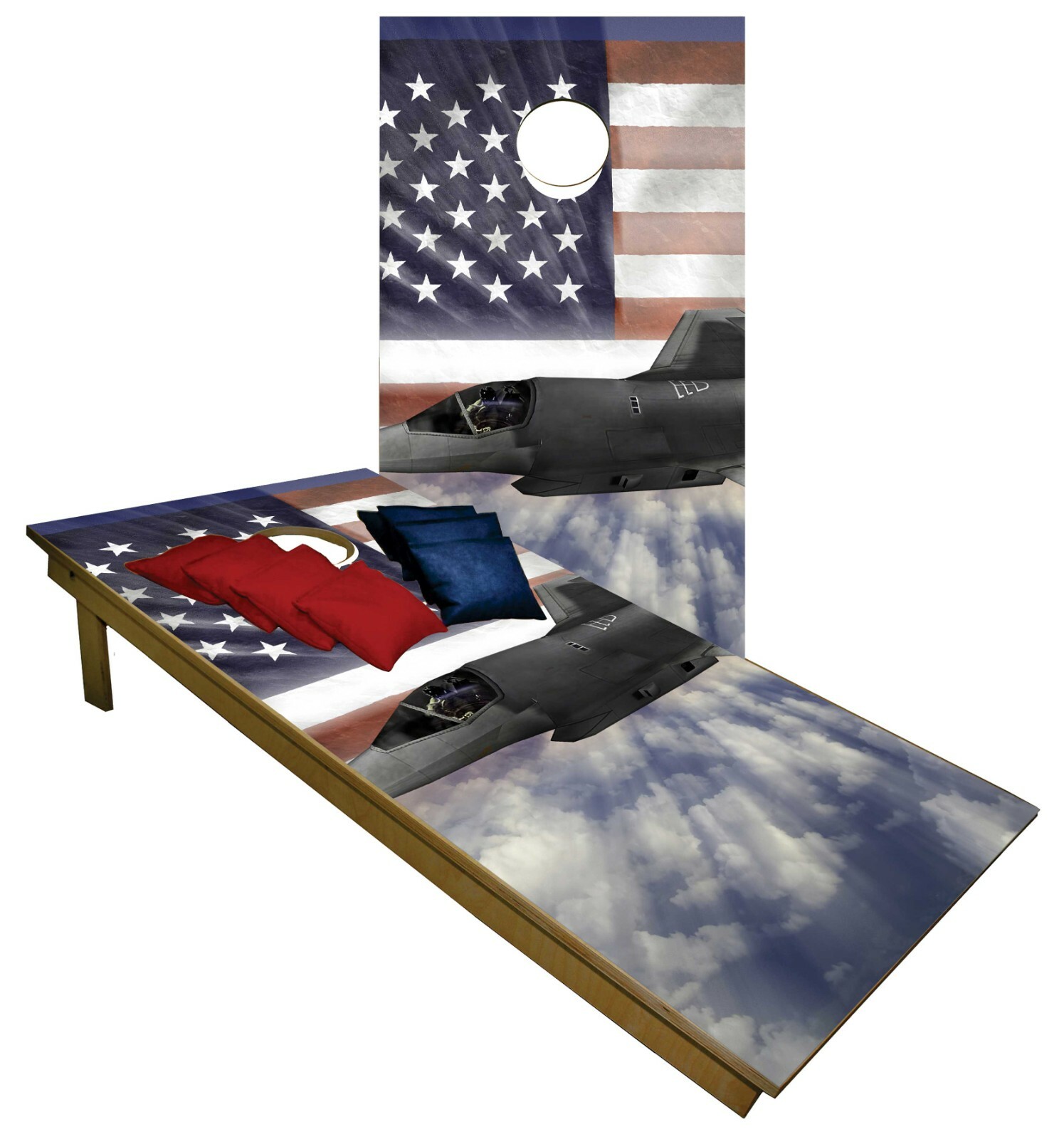 USA Airforce CORNHOLE BEANBAG TOSS GAME w Bags Game Board United States Set
