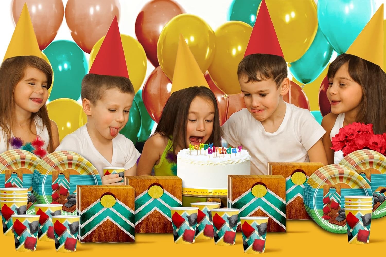 Durable Lake-Themed Tableware Set for 16 Birthday Guests - Ultimate Fun