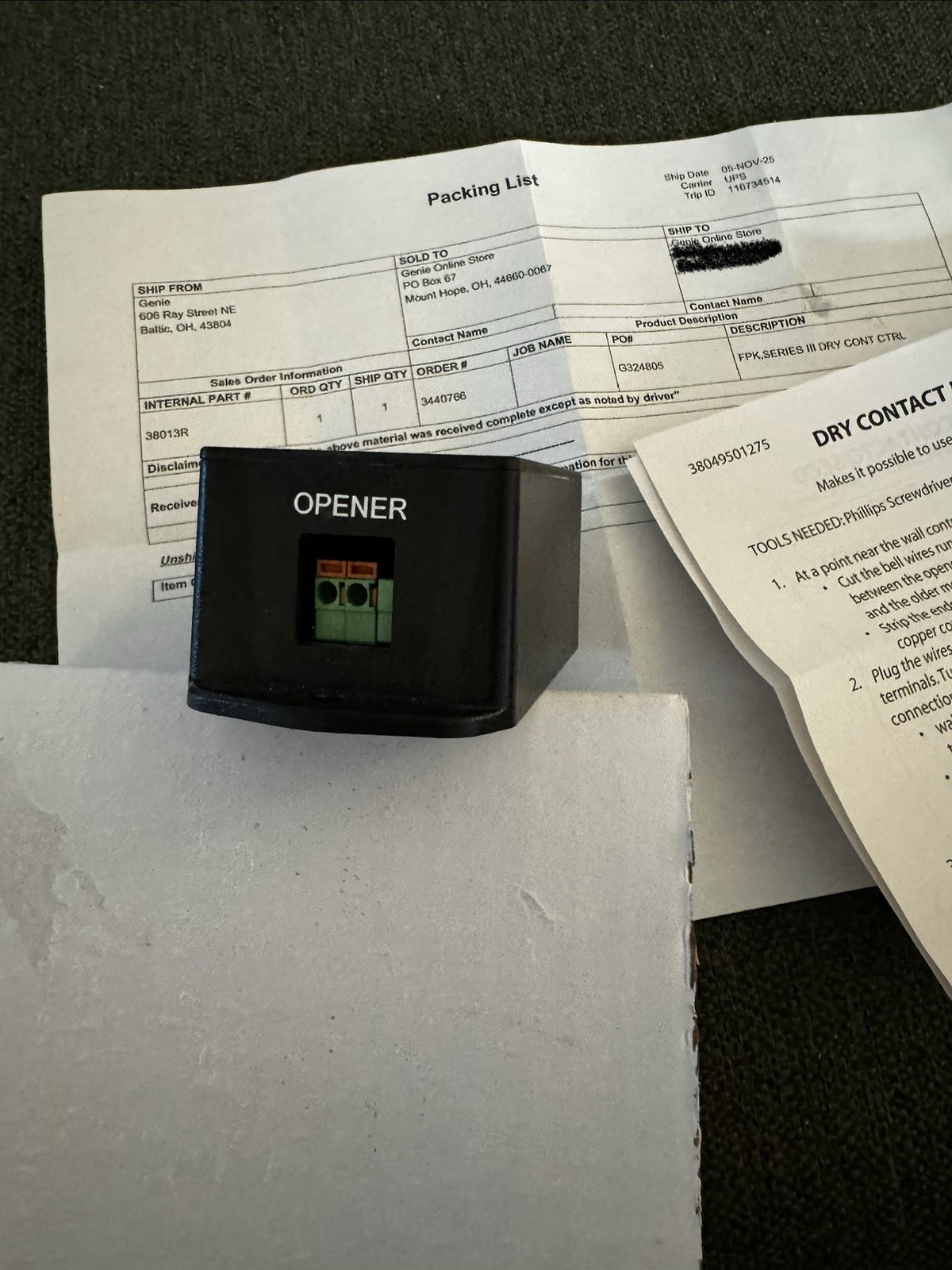 Genie 38013R Series III Dry Contact Adapter, Garage Door Opener Parts