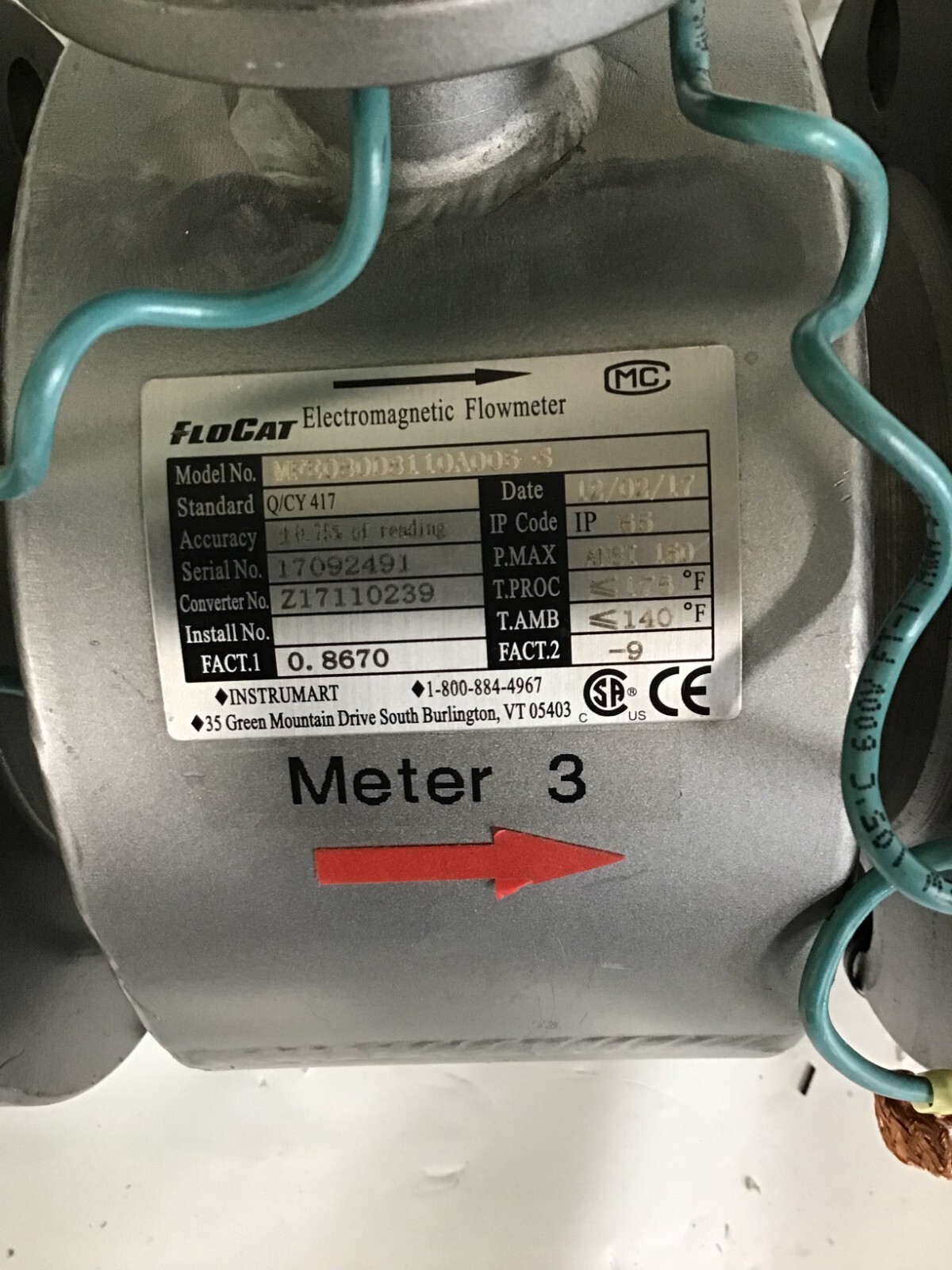 Flocat Electromagnetic Flowmeter 3 inch ansi flanged, great condition