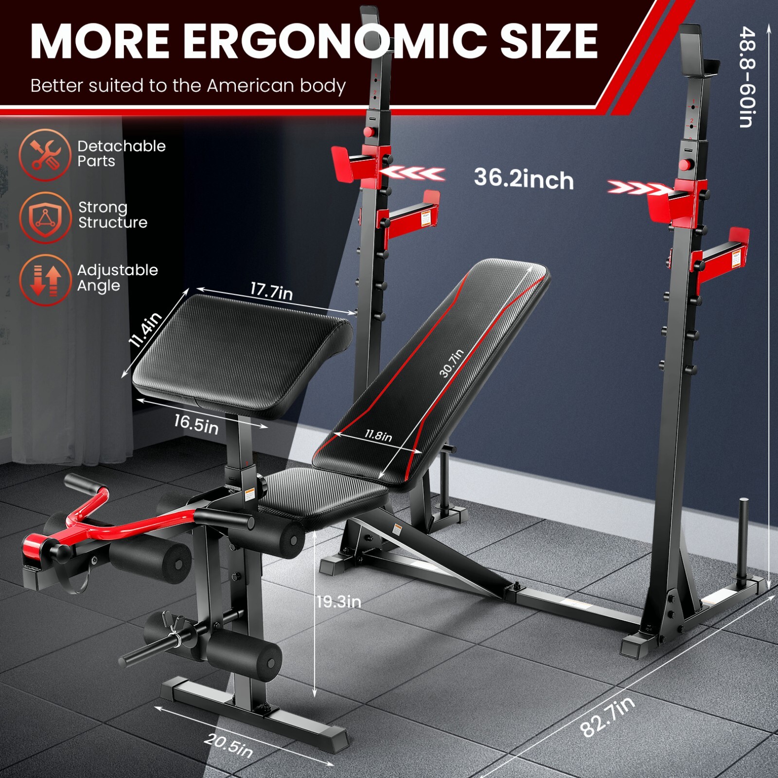 900LBS Adjustable Foldable Exercise Weight Bench Workout Bench Gym With V-Handle
