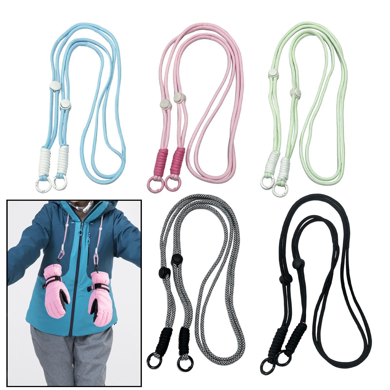 Ski Gloves Strap Braided and Knotted Elastic Rope for Adults Kids Neck Strap