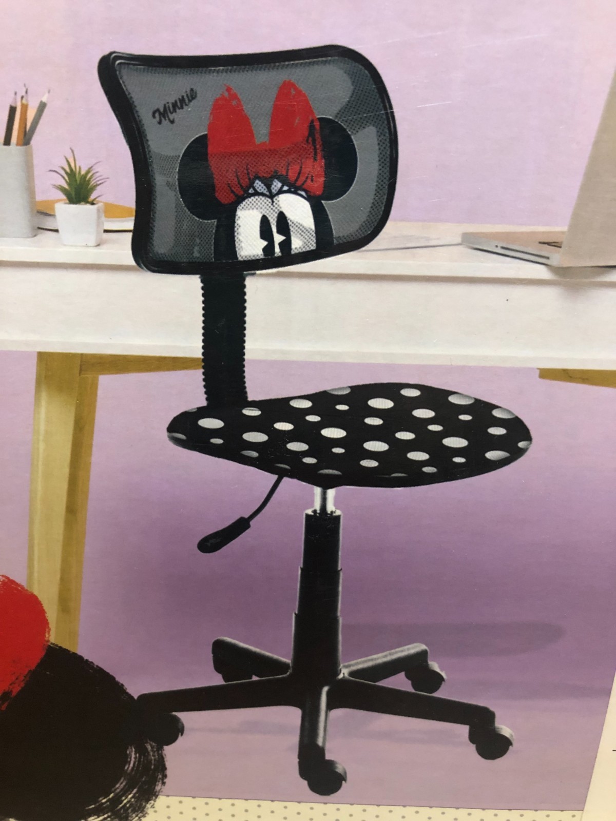 New Disney Minnie Mouse Childrens Swivel Rolling Mesh Desk Chair Idea Nuova